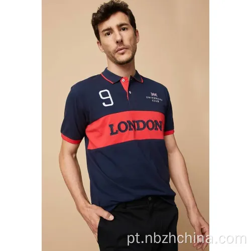 Mens Classic Block Block Bordery Pique Polo